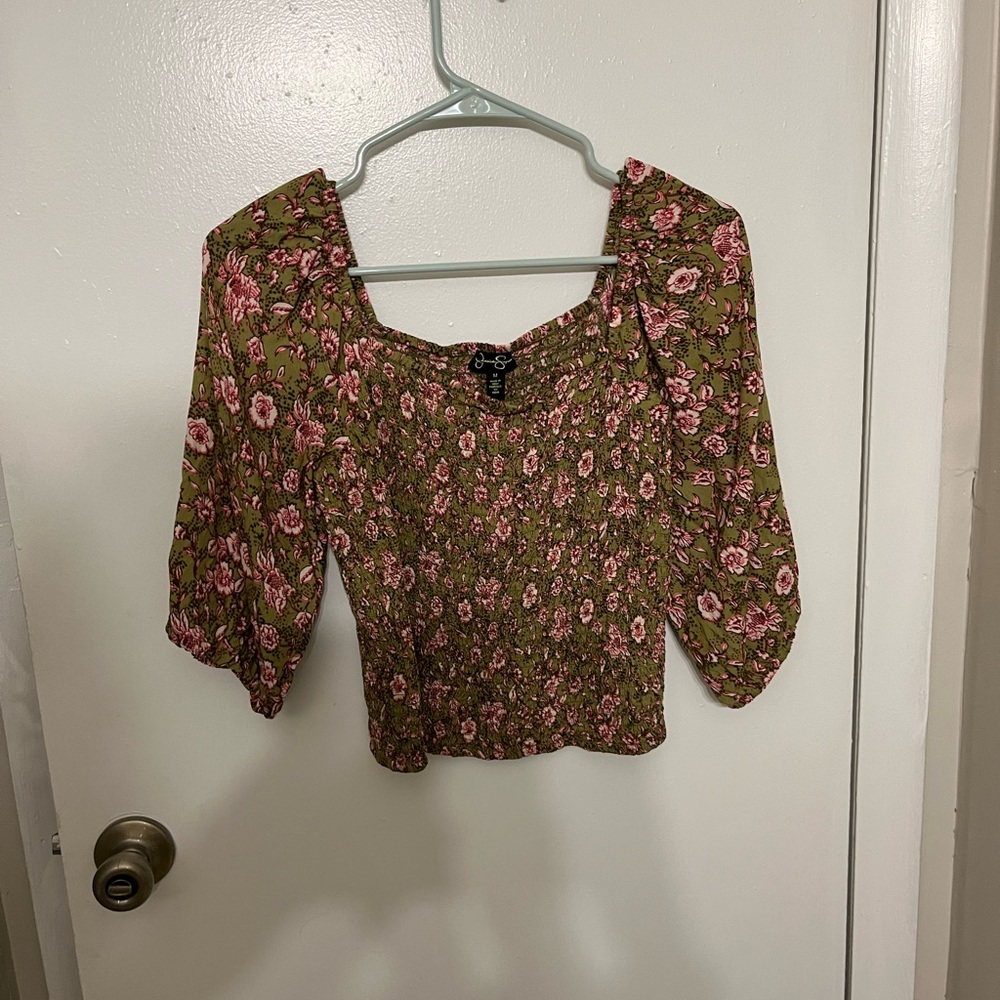 Jessica Simpson Olive Floral Blouse